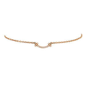 Tiffany & Co. Mini T Smile Chain Bracelet 18K Rose Gold with Diamonds